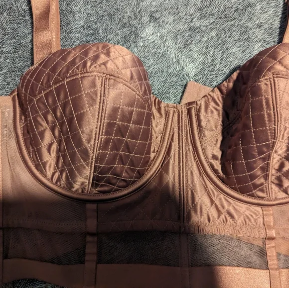 Victoria’s Secret Very Sexy Satin Balconette Bustier Crop Top bra mauve - Picture 5 of 8